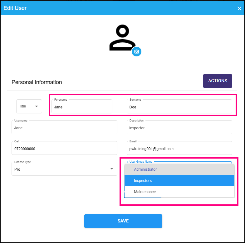 USERS: Editing or Adding New User